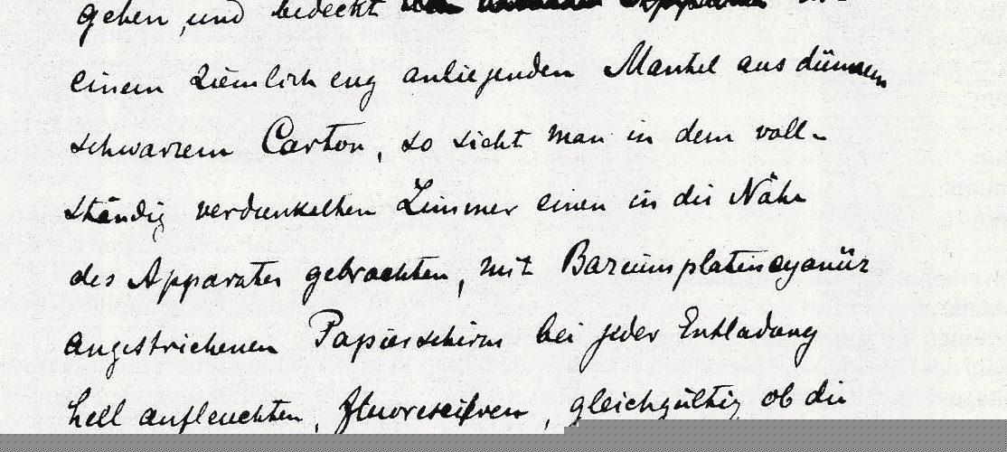 Handschriftliche Beschreibung der Versuchsanordnung